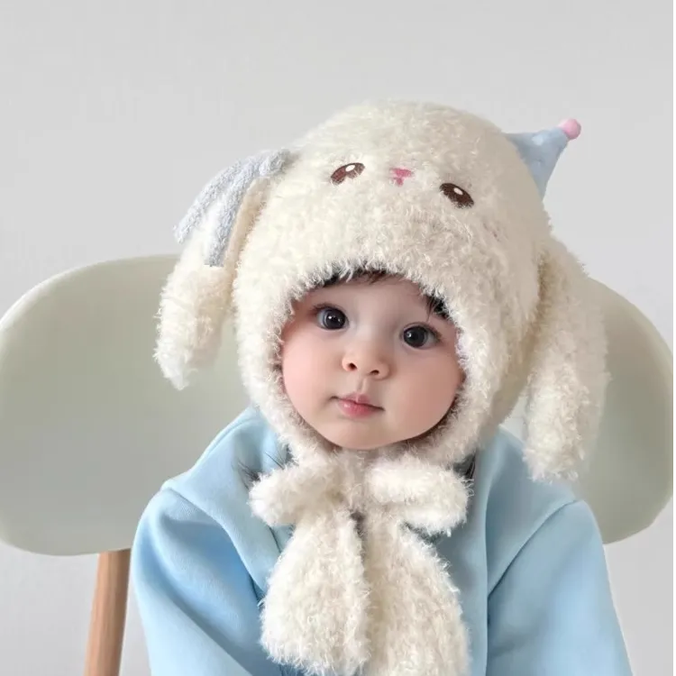 宝宝帽子俏皮超萌帽秋冬季保暖加厚护耳帽女儿童可爱防风毛绒帽潮