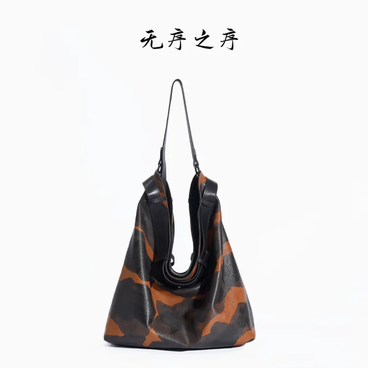 【无序之序】重工手工复古磨毛水洗头层牛皮单肩斜挎托特包