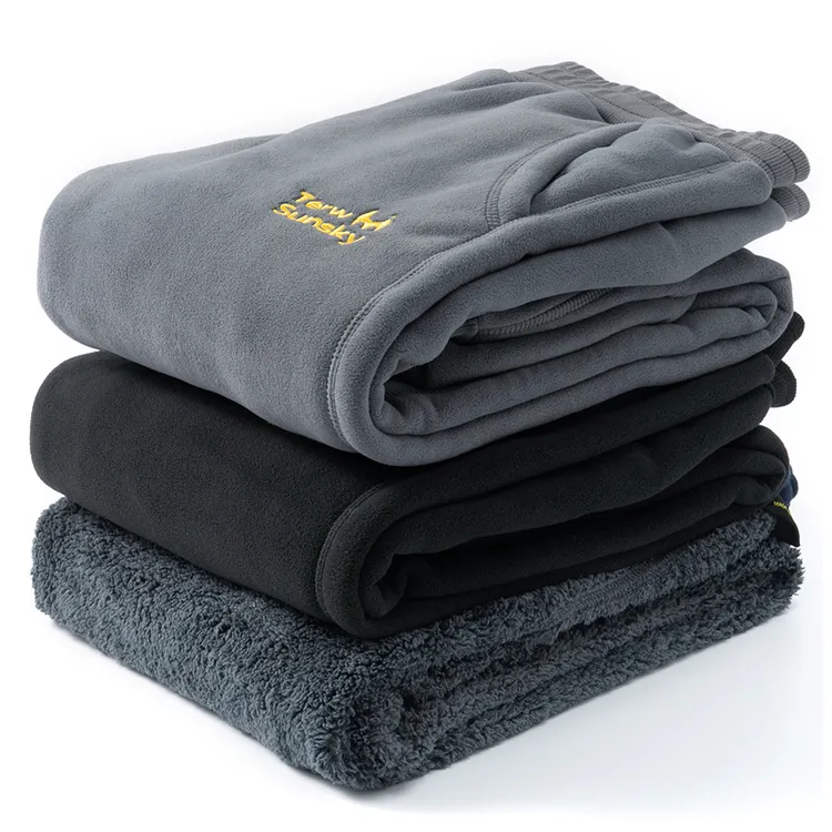 秋冬季加绒卫裤男士休闲裤摇粒绒长裤直筒裤束脚裤中老年裤子秋裤