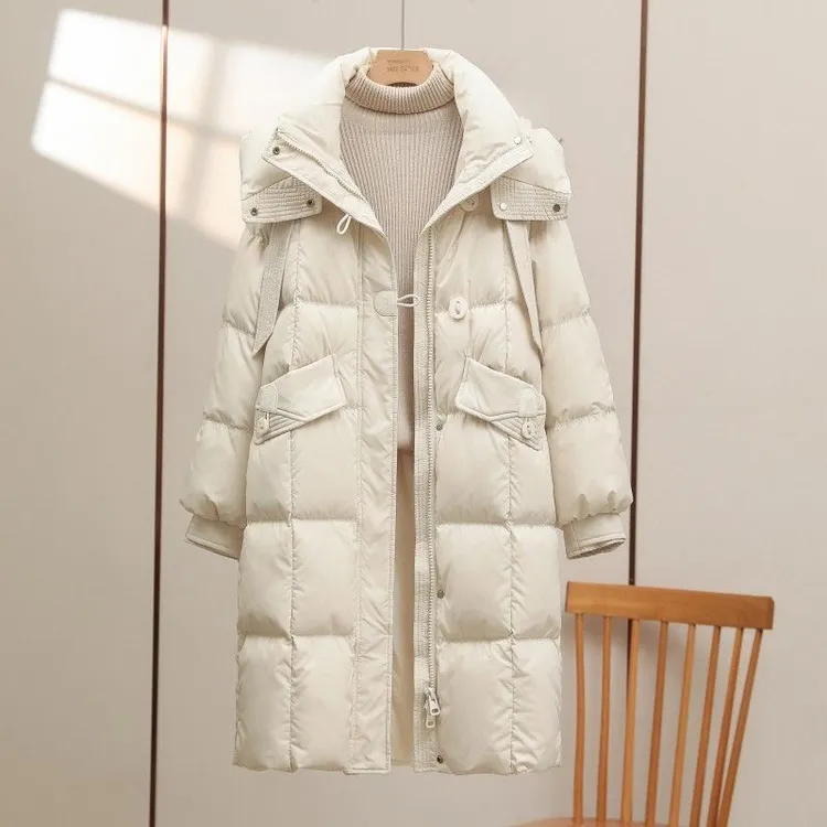2025新款棉服中长款时尚韩版百搭冬季连帽加厚防寒保暖洋气外套潮