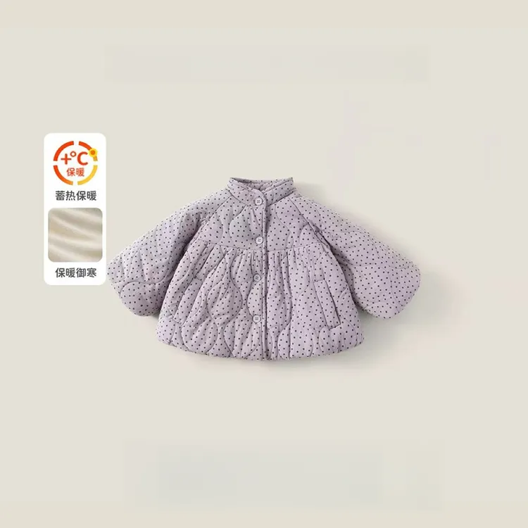 冬季新款女童洋气圆领韩版甜美公主碎花棉袄外套儿童女款棉服花苞