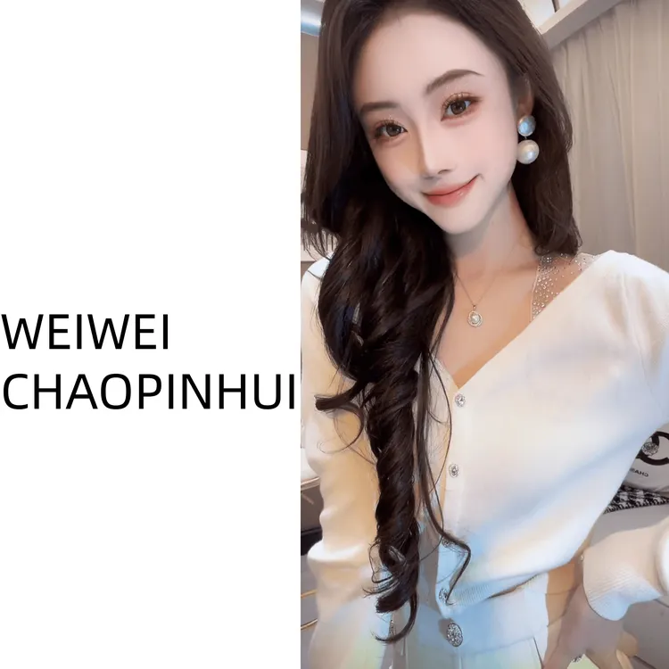 意模【薇薇高端欧货】秋冬名媛减龄烫钻假两件打底针织衫--31070791