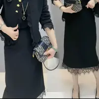 百搭显瘦后开叉蕾丝边半身裙2589#