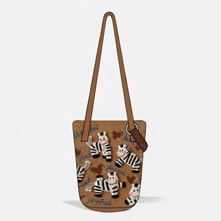  艺术鸭xYoky 设计师原创刺绣水桶包通勤时尚大容量单肩斜跨包女