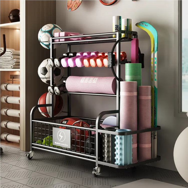 a生运动器材置物架篮球瑜伽垫收纳筐健身器械体育用品工具收纳篮