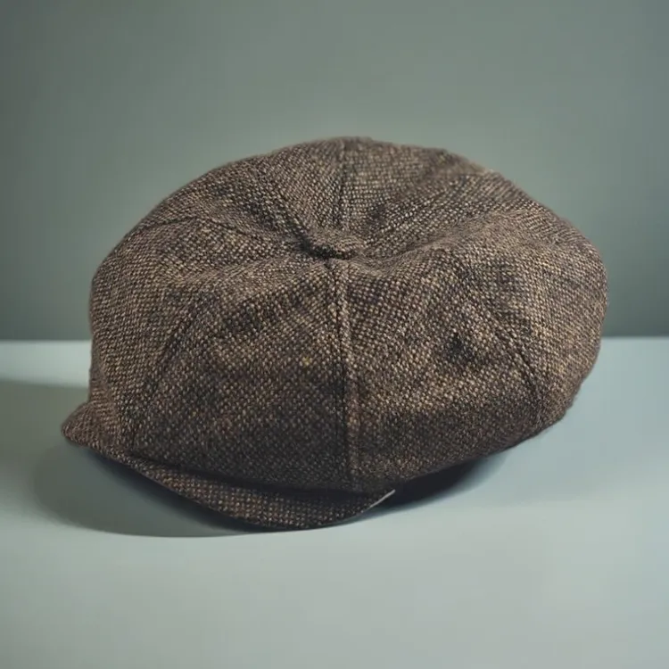 名族复古八角帽大头围潮帽显脸小绅士有型男士鸭舌帽前进贝雷帽子