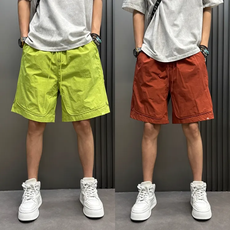 夏季薄款冰丝速干大童短裤纯色休闲裤美式工装痞帅五分裤大童短裤