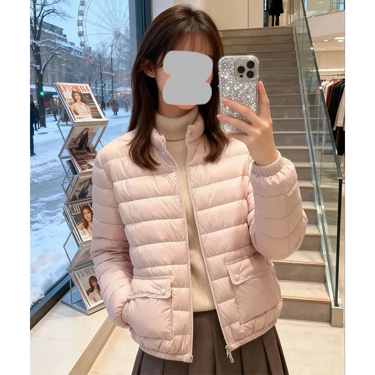 时尚加厚气质立领显瘦棉衣外套女士2025冬季新款百搭短款棉服上衣