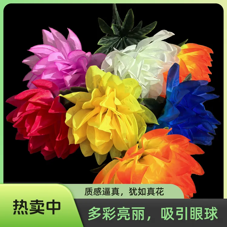 清明节高档花束新款五彩莲花仿真五彩莲花高档绢花厂家直销