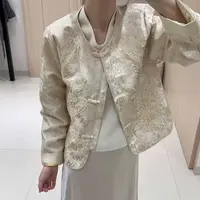 〖猫姐衣橱〗秋冬新款时尚缇花锦缎串珠亮片国风外套25918