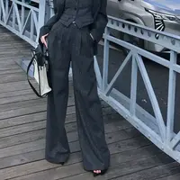 媛媛 【时髦outfit】早秋宽松新款阔腿直筒休闲裤#K1189