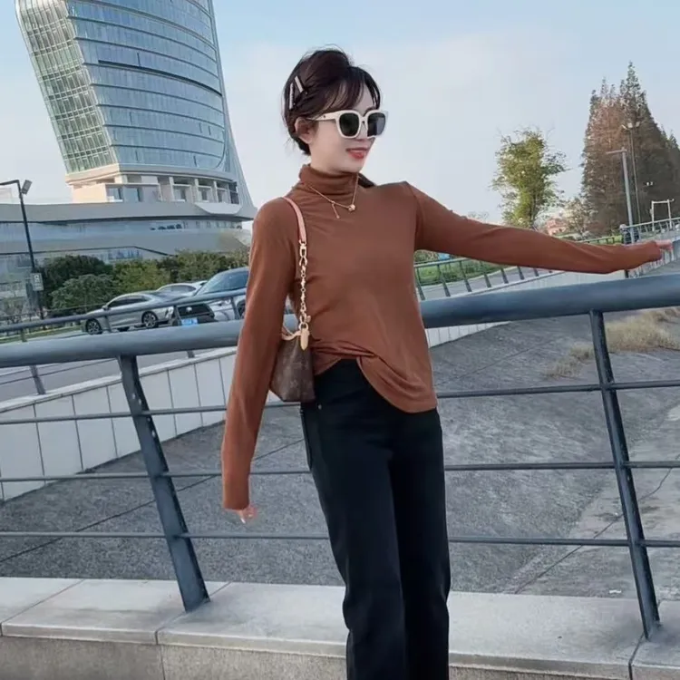 YX八DD20251026新款高领德绒打底上衣百搭时尚长袖显瘦