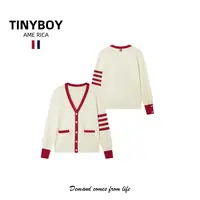 TINYBOY纽扣长袖口袋V领针织衫  白色（90-140斤）