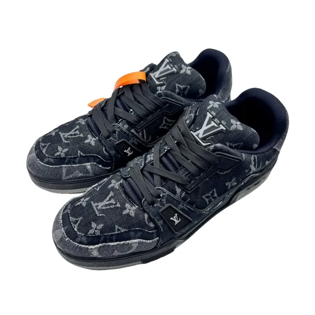 LV/8码42码/黑牛仔满印拼接trainer板鞋/98新/vv685/时尚潮流潮鞋