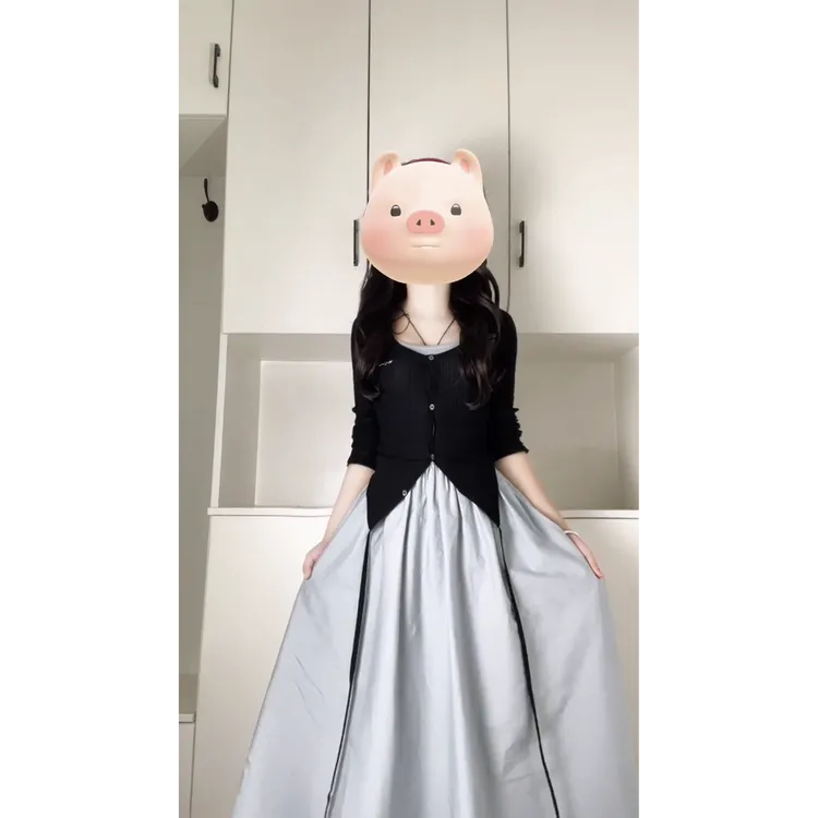 INS CEC夏季穿搭一整套高级感韩系黑色针织开衫独特别致连衣裙子