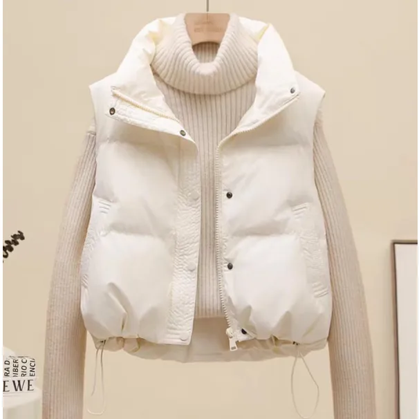 小个子胖mm羽绒棉服马甲女生2024秋冬款免洗宽松显瘦立领外套马夹