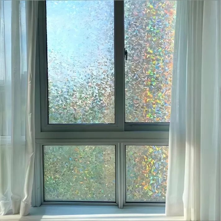 镭射炫彩窗花玻璃纸免胶窗户磨砂贴纸透光不透明阳台客厅装饰贴膜