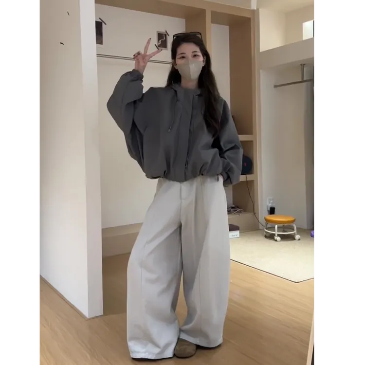 流行一整套2025秋季新款时尚休闲极简风百搭外套裤子两件套