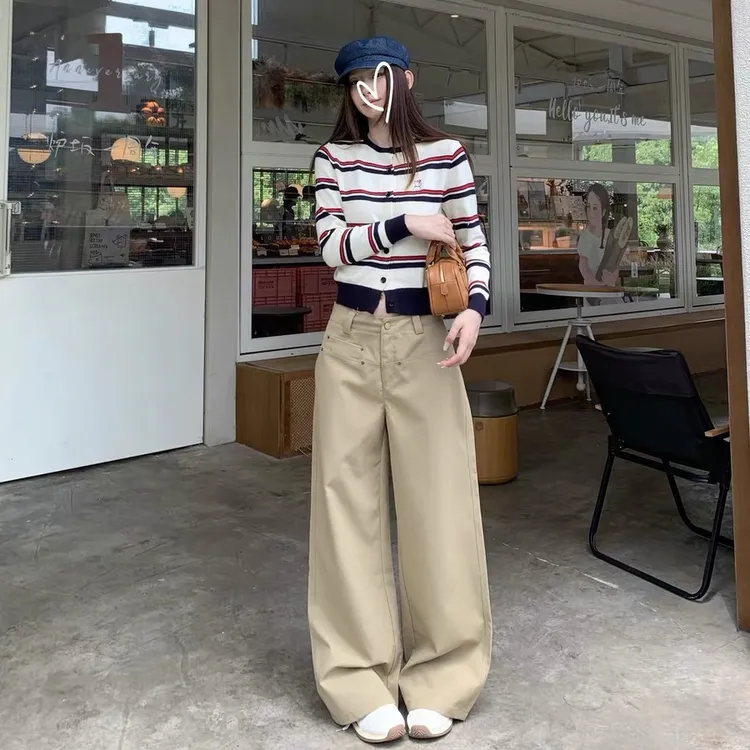 （现货）设计感慵懒风2025秋季新款直筒休闲裤女复古百搭阔腿裤子女