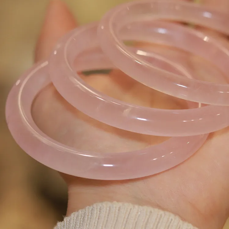 天然粉水晶手镯圆条带证书马粉晶西柚蜜招桃花粉色水晶多样性发一