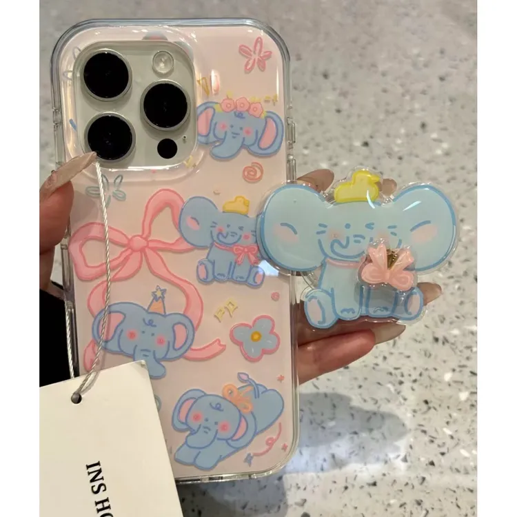 蝴蝶结小象适用苹果16promax手机壳VIVO华为OPPO小米15一加防摔壳