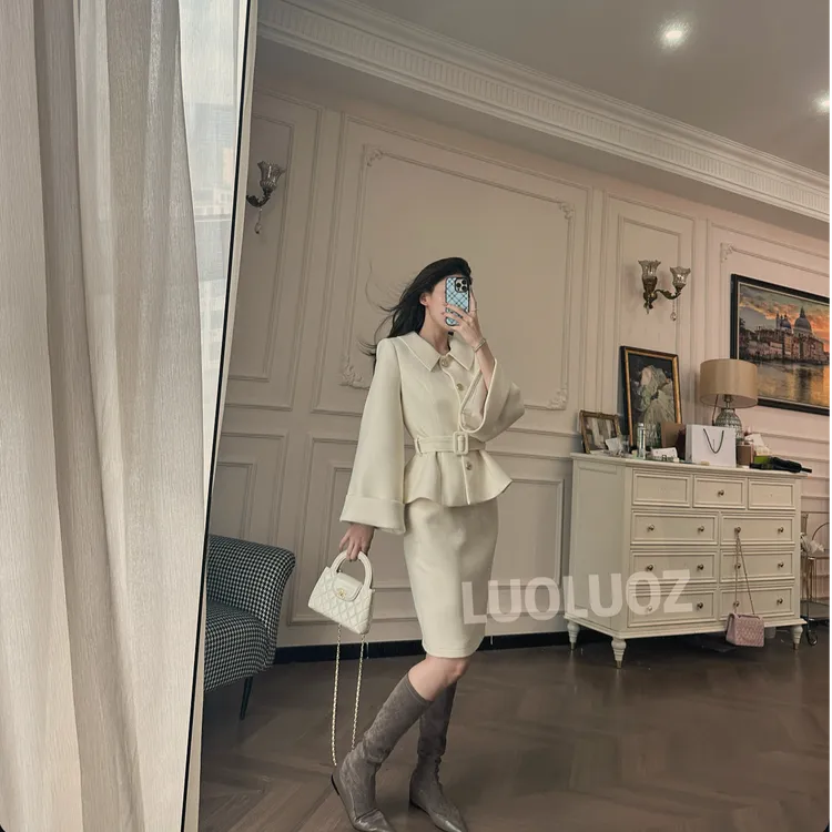 【现货】LUOLUOZ【月光奏鸣】气质绝美上衣外套＋半身长裙两件套CC269