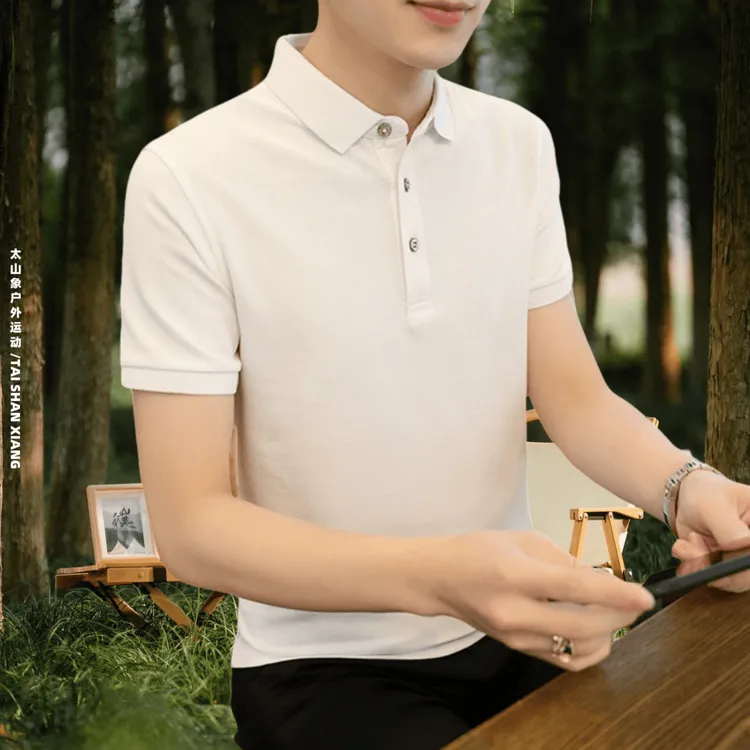 韩版男POLO衫夏季帅气纯色时尚运动休闲简约质感百搭短袖T恤半袖