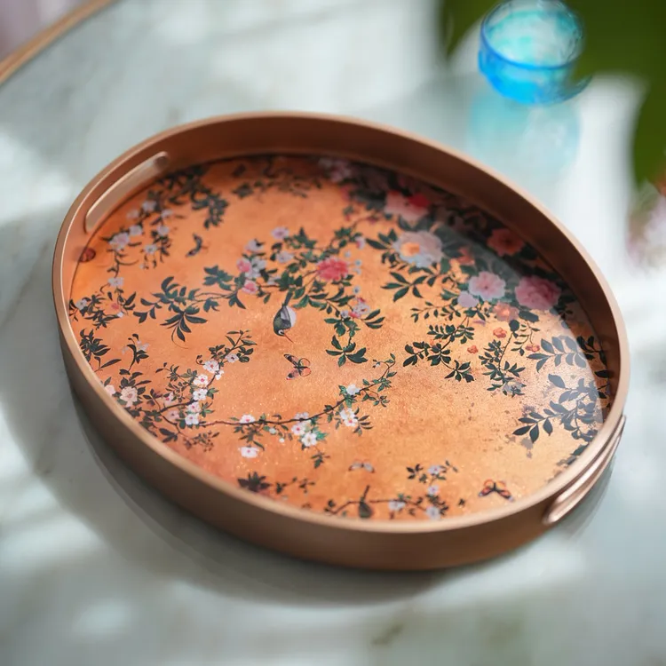 【奇居腾飞】轻奢复古烫金椭圆托盘家用收纳盘#CXSP41008-ST43603