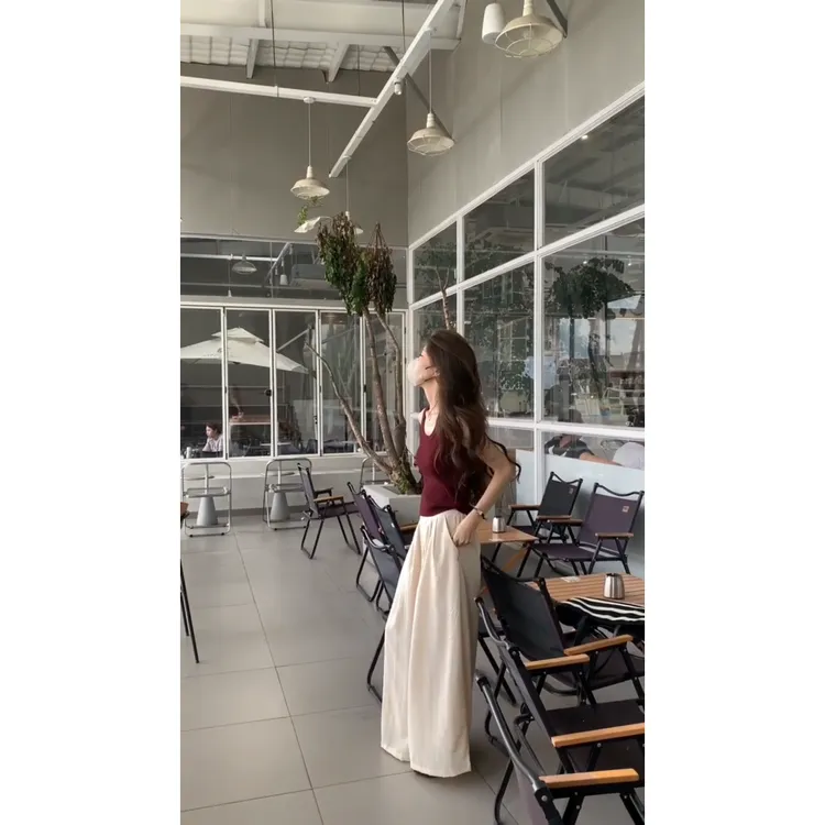 MARIE.COCO慵懒套装简约方领无袖针织背心女肌理感垂感阔腿裤套装