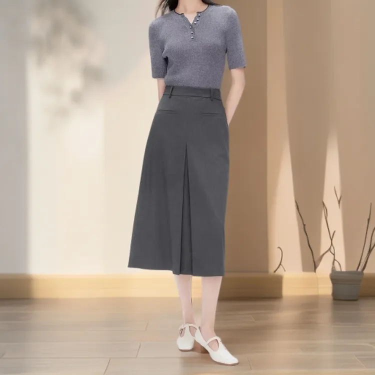 GXO2025夏季新款撞色花边领短袖针织衫SY0138中长款春夏