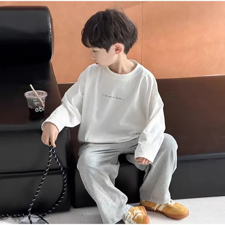 【四十支精梳棉】秋季新款儿童纯棉打底衣中大童休闲圆领韩版长袖