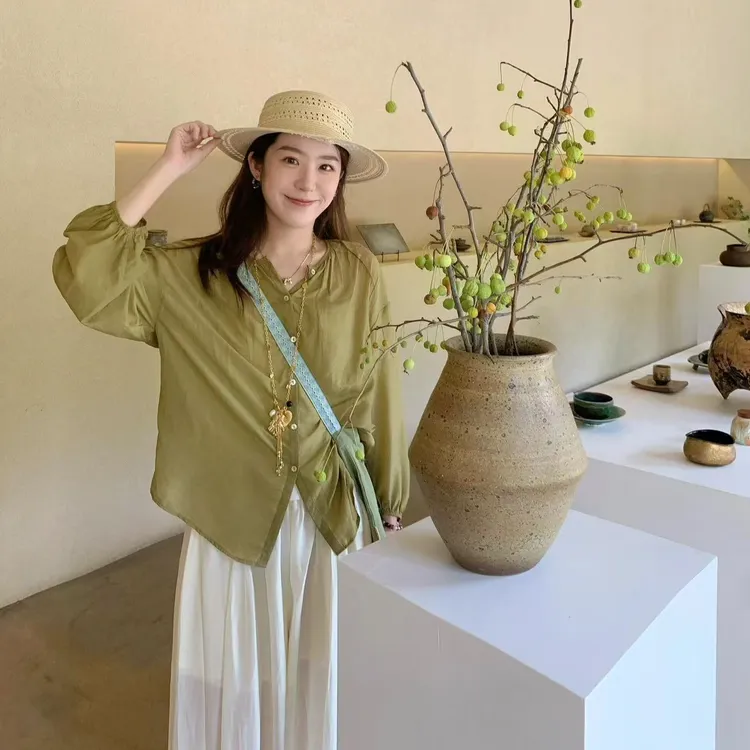 早秋新款洋气衣服女多巴胺宽松气质森系上衣显瘦阔腿裤时尚套装女