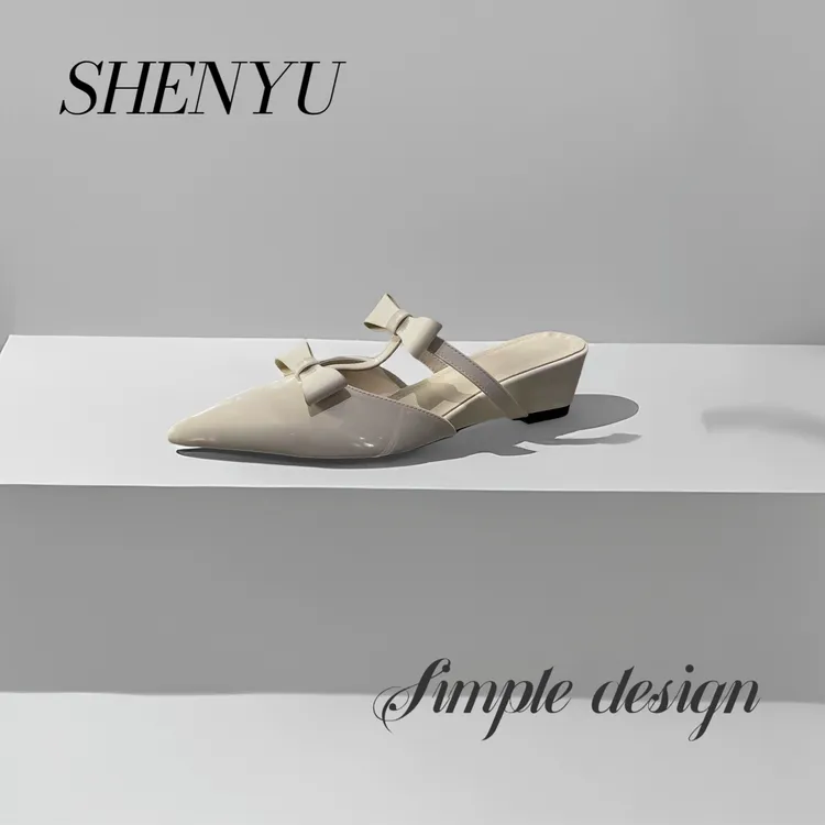 SENYU 蝴蝶结尖头凉拖鞋女夏外穿2025年新款不累脚单鞋女