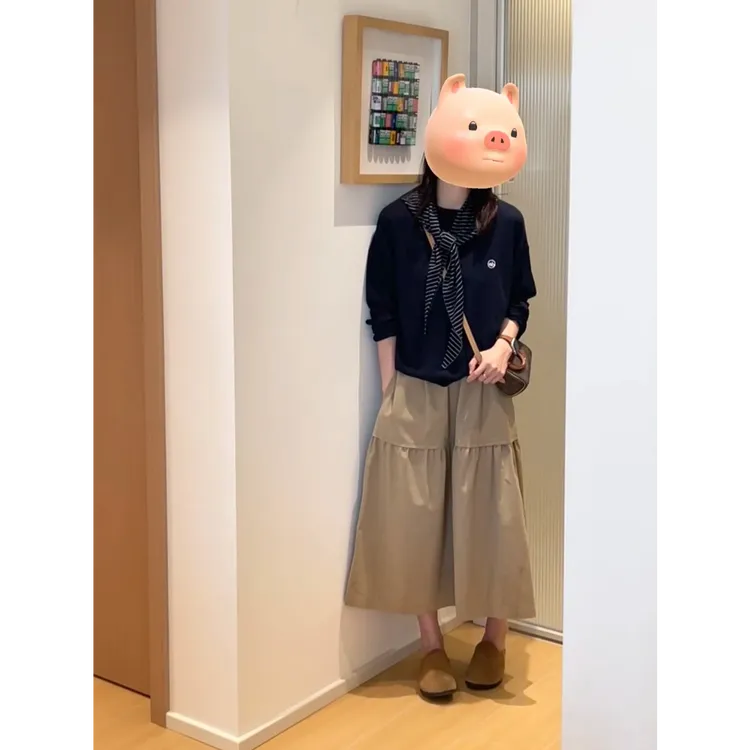 高级设计感带披肩上衣半身裙两件套女百搭慵懒风随意简约时尚套装