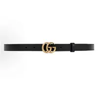 全新未使用 GUCCI古驰 互扣式双G针扣 女款黑色腰带 宽2CM