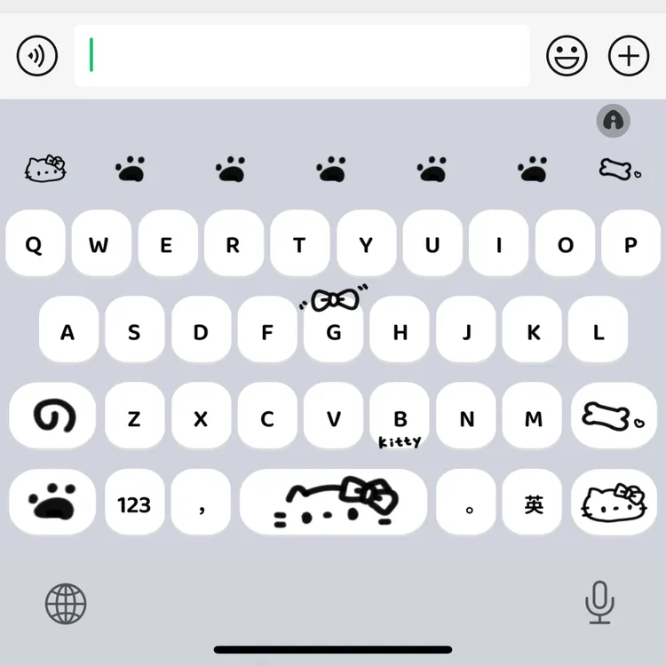 简约线条kitty/ios苹果安卓百度输入法皮肤键盘白肚皮双系统双色