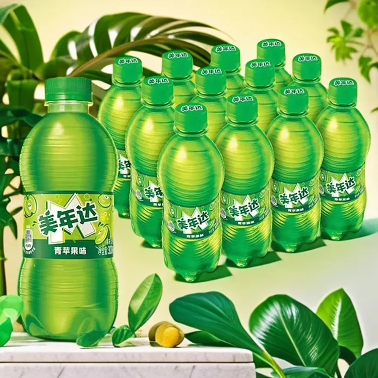 6瓶/8瓶/12瓶青苹果味美年达300ML 百事可乐新老随机发