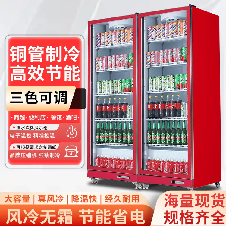 商超商用饮料冷藏展示保鲜无霜风冷冰箱啤酒柜大容量单门立式冰柜