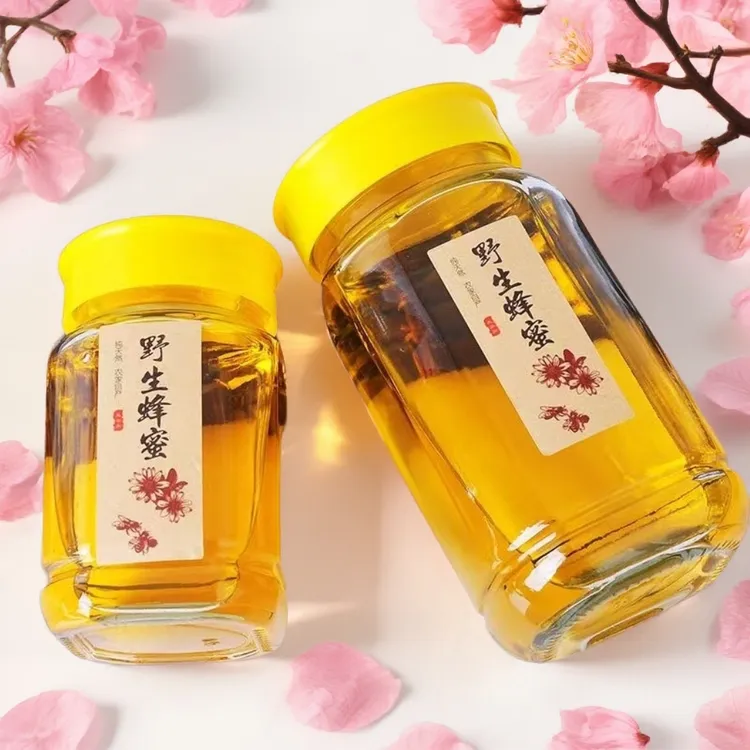 包邮蜂蜜瓶1斤2斤玻璃瓶子密封罐带盖八角食品级酱菜瓶果酱储物罐