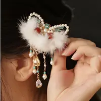 可爱头饰醒狮发夹新年儿童发夹醒狮流苏后脑勺夹子汉服配饰红色