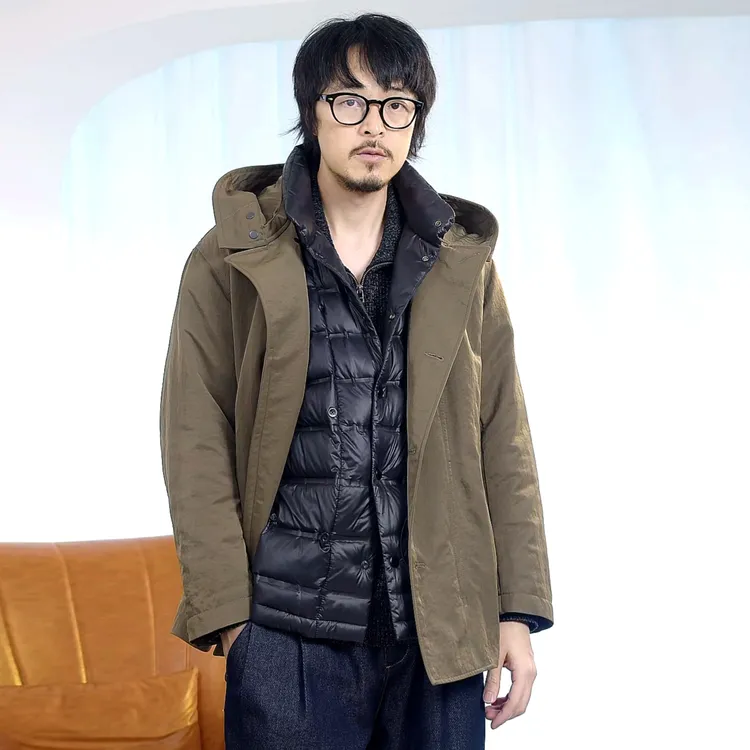 北纬三十度男士连帽风衣羽绒服琥珀流光秋冬保暖休闲户外两穿夹克