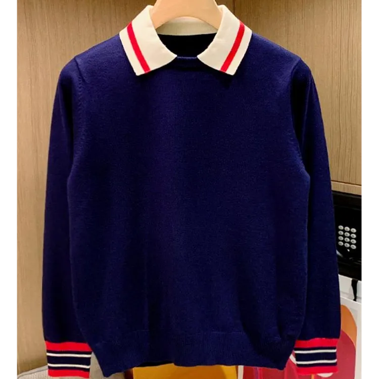 英式衣服男款长袖polo衫轻奢男士秋冬上衣潮流个性拼接带领毛衣男