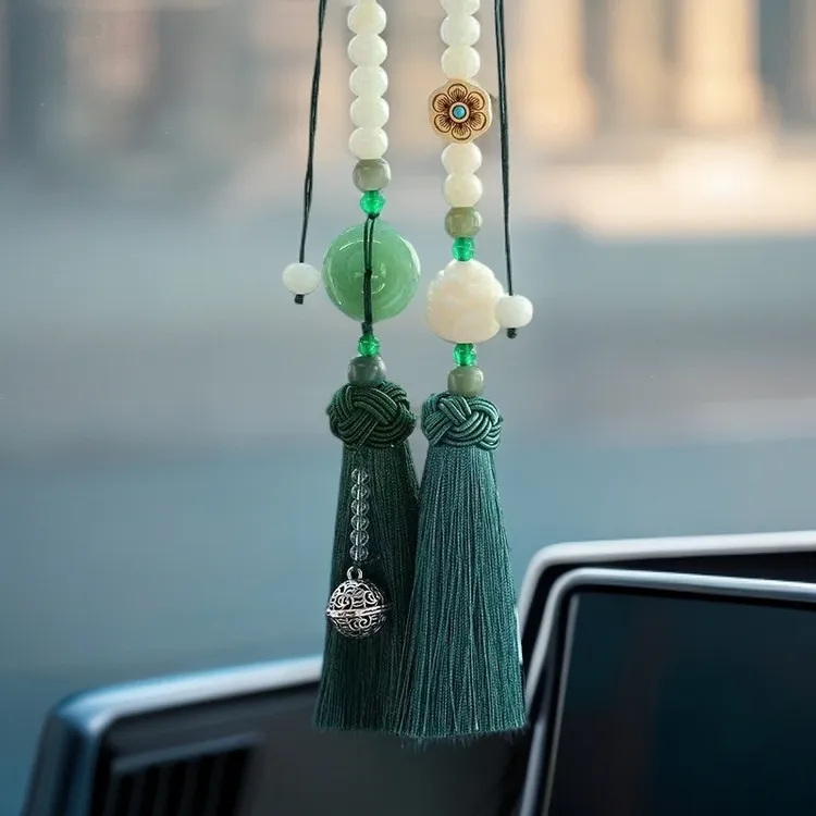 好韵莲莲平安扣车挂流苏款汽车后视镜装饰品车载创意精致车内吊坠