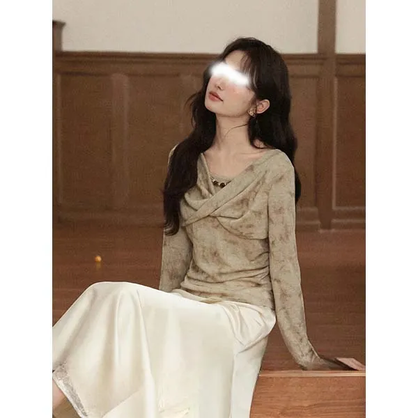 MISU/糜素大码女装胖mm新中式国风正肩长袖T恤女早秋巨显瘦美上衣