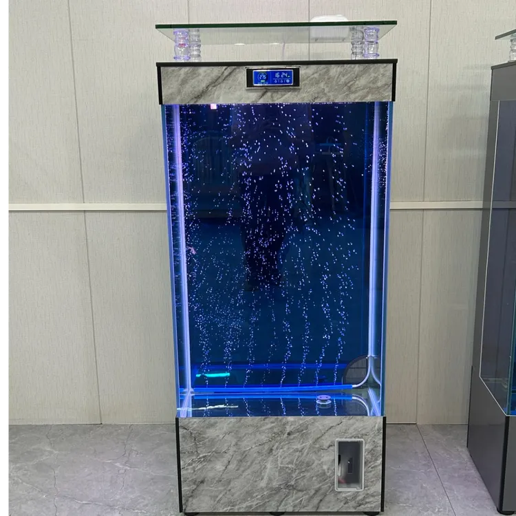 方形靠墙晶晶超白玻璃金鱼缸客厅家用落地家用鱼缸客厅2025年新款