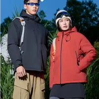 男女情侣同款防水冲锋羽绒羊毛夹克户外运动外套90白鸭绒H899.lz