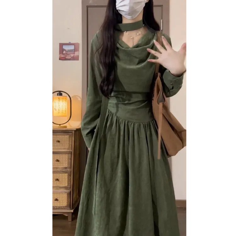 【声声慢】秋季复古极简知识分子禅意连衣裙长款裙子新中式长裙