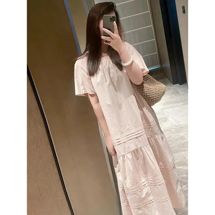 法国Rixo Kelly显瘦短袖连衣裙宽松减龄长裙小个子气质度假慵懒风