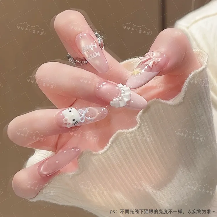 【凯蒂猫】卡通可爱风格显白可拆卸手工穿戴甲美甲贴片