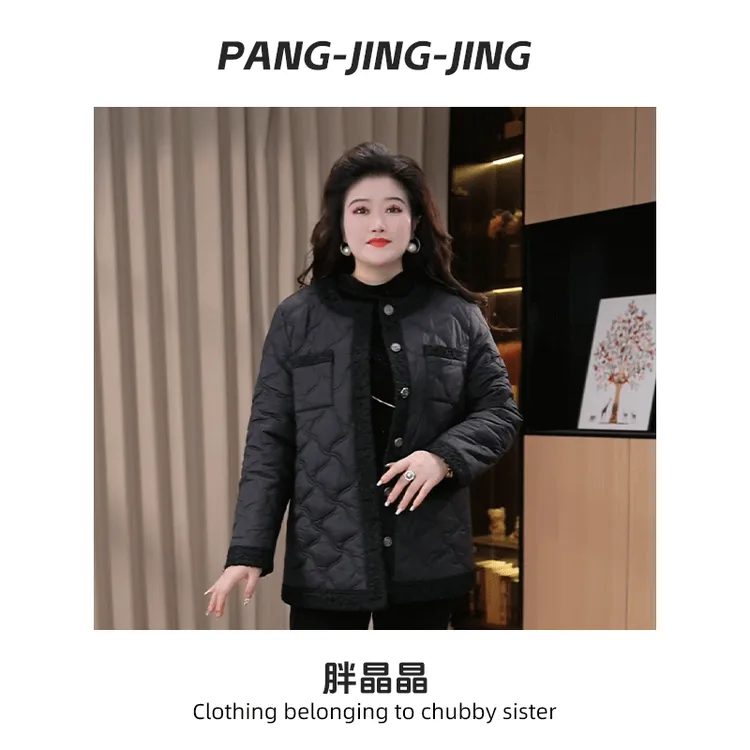 胖晶晶定制大码女装冬季新款时尚气质显瘦保暖棉服外套ZSX25A0494